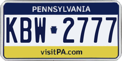 PA license plate KBW2777