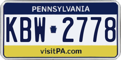 PA license plate KBW2778