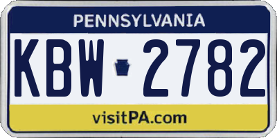 PA license plate KBW2782