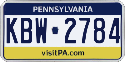 PA license plate KBW2784