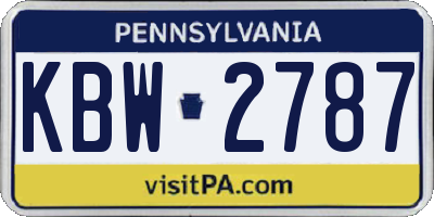 PA license plate KBW2787