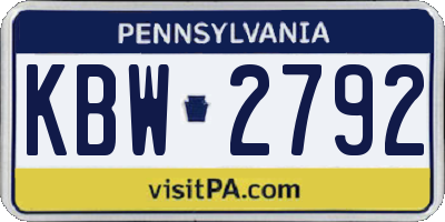 PA license plate KBW2792