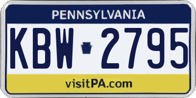 PA license plate KBW2795