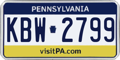 PA license plate KBW2799