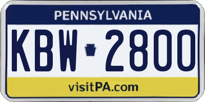 PA license plate KBW2800