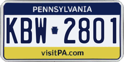 PA license plate KBW2801