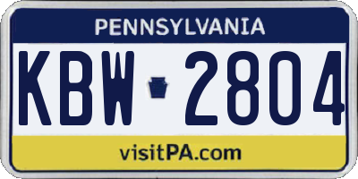 PA license plate KBW2804