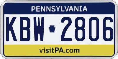 PA license plate KBW2806