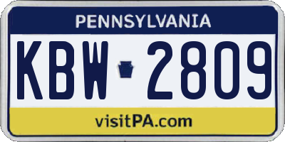 PA license plate KBW2809
