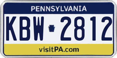 PA license plate KBW2812