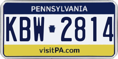 PA license plate KBW2814