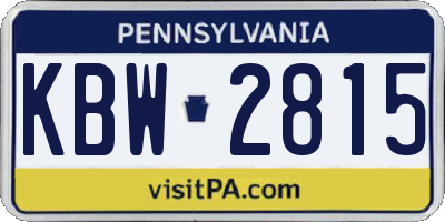 PA license plate KBW2815