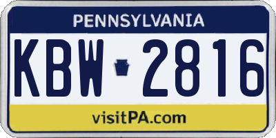 PA license plate KBW2816