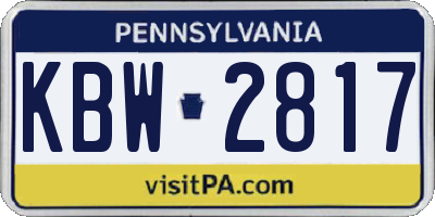 PA license plate KBW2817