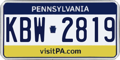 PA license plate KBW2819