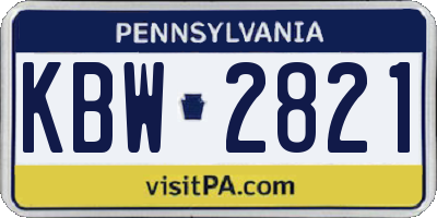 PA license plate KBW2821
