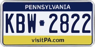 PA license plate KBW2822