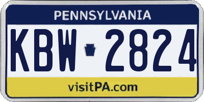 PA license plate KBW2824