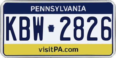 PA license plate KBW2826