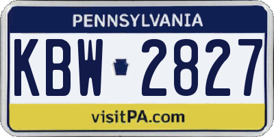 PA license plate KBW2827