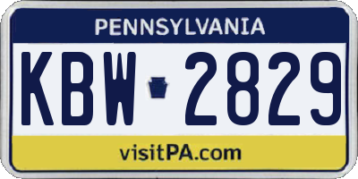 PA license plate KBW2829