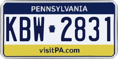PA license plate KBW2831