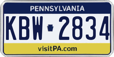 PA license plate KBW2834