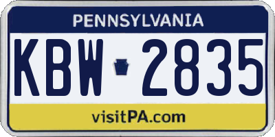 PA license plate KBW2835