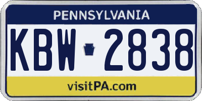 PA license plate KBW2838