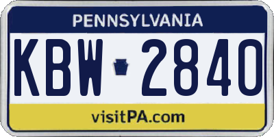 PA license plate KBW2840