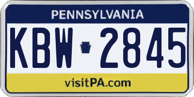 PA license plate KBW2845