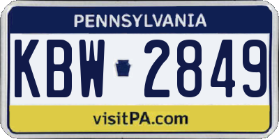 PA license plate KBW2849