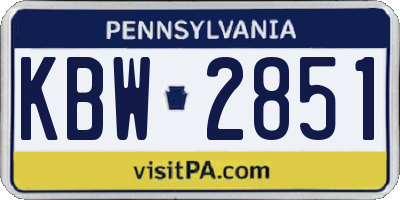 PA license plate KBW2851