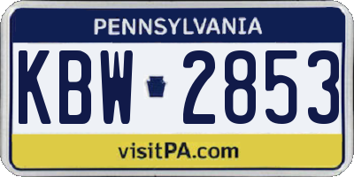 PA license plate KBW2853