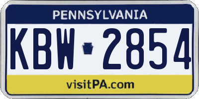 PA license plate KBW2854