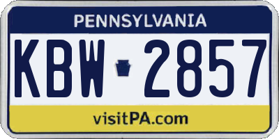 PA license plate KBW2857