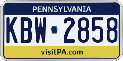 PA license plate KBW2858