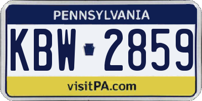 PA license plate KBW2859