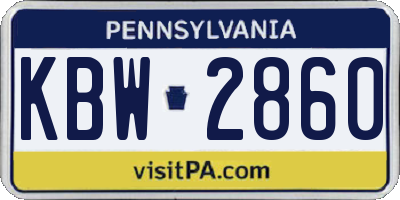 PA license plate KBW2860