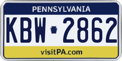PA license plate KBW2862