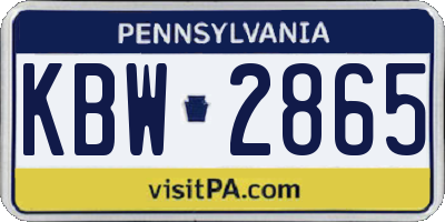 PA license plate KBW2865