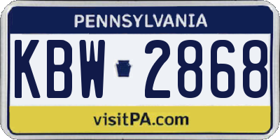 PA license plate KBW2868