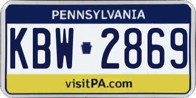 PA license plate KBW2869