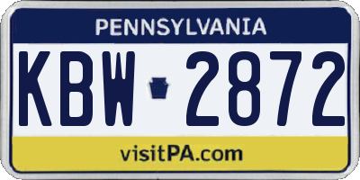 PA license plate KBW2872