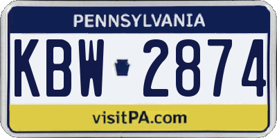 PA license plate KBW2874