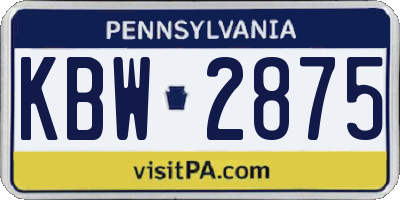 PA license plate KBW2875