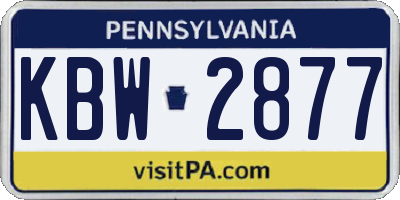 PA license plate KBW2877