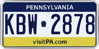 PA license plate KBW2878