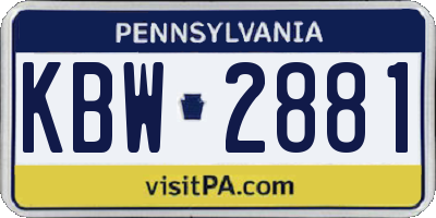 PA license plate KBW2881