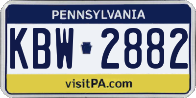 PA license plate KBW2882